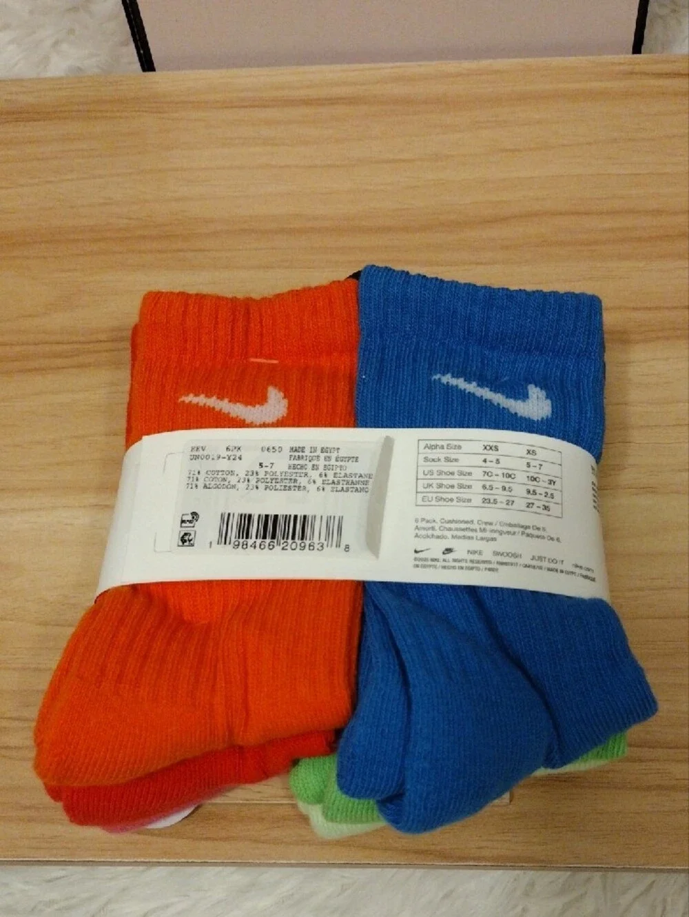 Nike Crew Athletic Socks Multicolor (6 Pack) Cushioned 10C-3Y 🆕